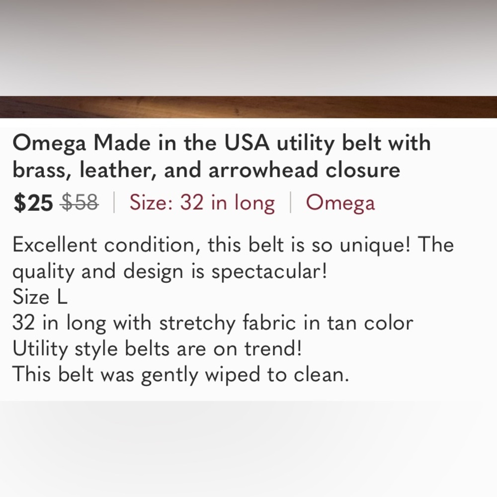 Vintage Omega Brown Utility belt with brass arrow head closure - Picture 8 of 8